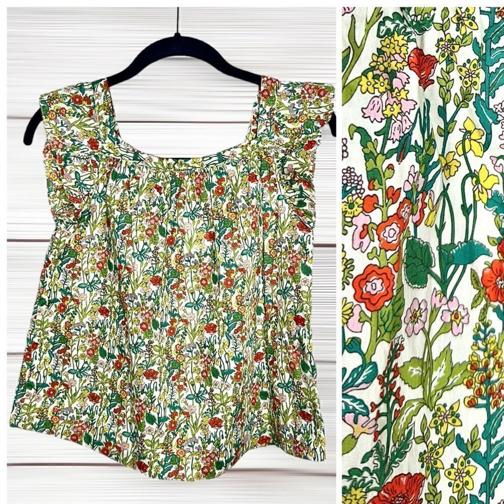 NWT New Girl’s BONPOINT Cotton Floral Summer Peasant Top Blouse size 12